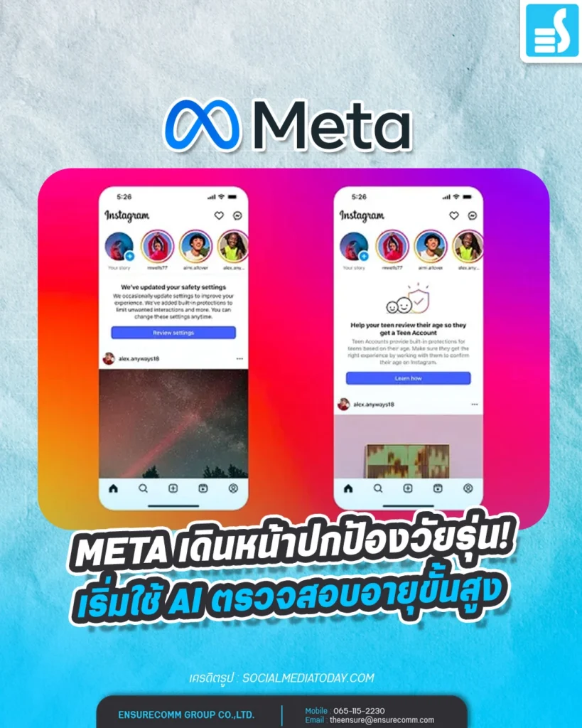 Meta เริ่มใช้ AI ตรวจสอบอายุ ก้าวใหม่เพื่อทำให้โซเชียลปลอดภัยขึ้นสำหรับเยาวชน